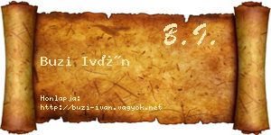 Buzi Iván névjegykártya